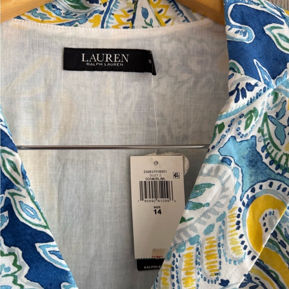 Ralph Lauren Blue and Yellow Paisley Midi Dress - Picture 3 of 5